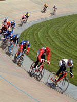 Elite riders racing at Herne Hill track